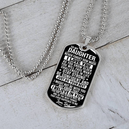 To My Daughter - Never Forget How Much I Love You - Dog Tag Necklace