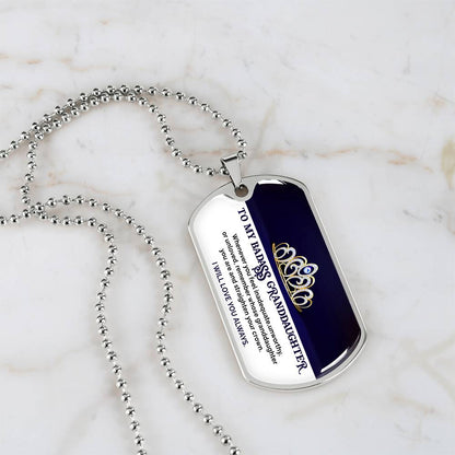 To My Badass Granddaughter - I Will Love You Always - Dog Tag Necklace