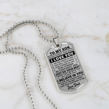 To My Son - Never Forget I Love You - Dog Tag Necklace