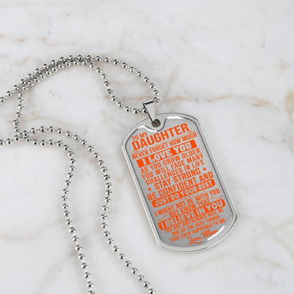 To My Daughter - Never Forget I Love You Orange - Dog Tag Necklace