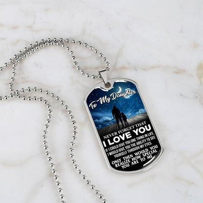 To My Daughter - Never Forget I Love You Stars - Dog Tag Necklace