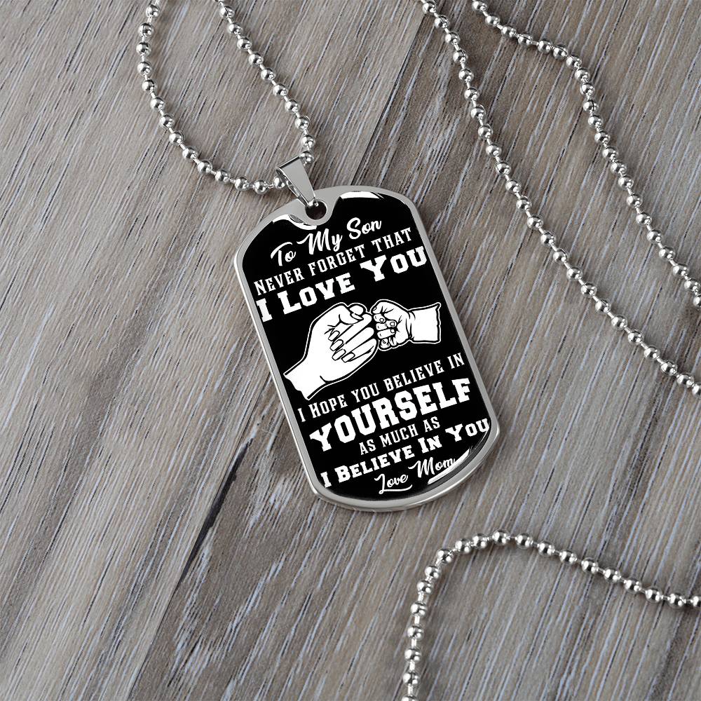 To My Daughter - Never Forget That I Love You - Fist Bump - Dog Tag Necklace