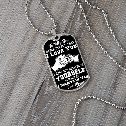 To My Daughter - Never Forget That I Love You - Fist Bump - Dog Tag Necklace