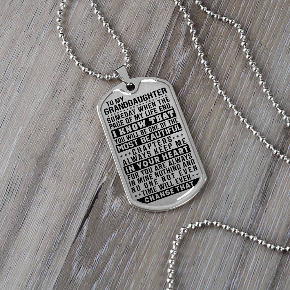 To My Granddaughter - Always Keep Me In Your Heart - Dog Tag Necklace