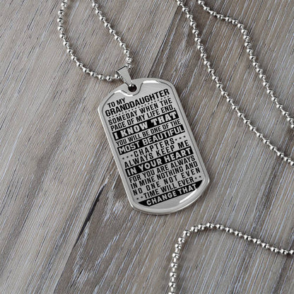 To My Granddaughter - Always Keep Me In Your Heart - Dog Tag Necklace