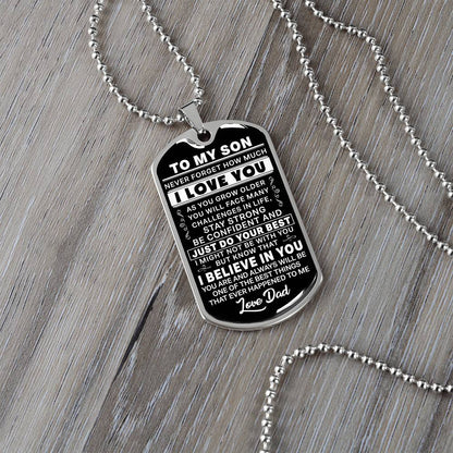 To My Son - Never Forget I Love You - Dog Tag Necklace