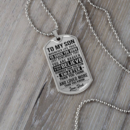 To My Son - You Are Braver - Dog Tag Necklace