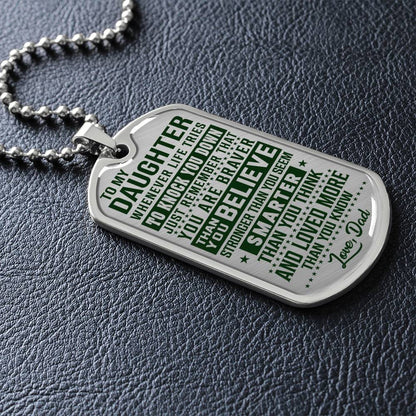 To My Daughter - You Are Braver - Dog Tag Necklace