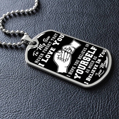To My Daughter - Never Forget That I Love You - Fist Bump - Dog Tag Necklace
