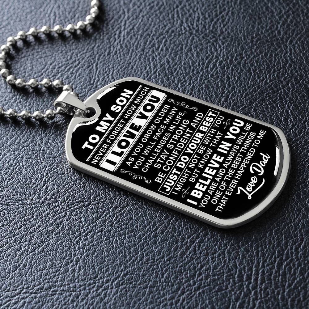 To My Son - Never Forget I Love You - Dog Tag Necklace