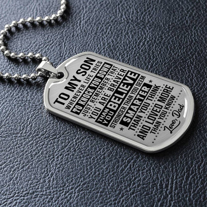 To My Son - You Are Braver - Dog Tag Necklace