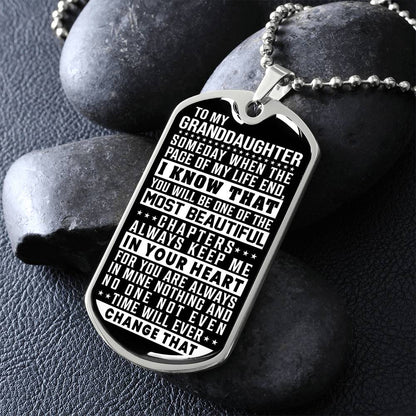 To My Granddaughter - Always Keep Me In Your Heart - Dog Tag Necklace