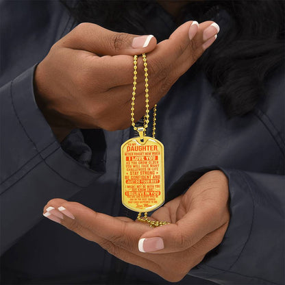 To My Daughter - Never Forget I Love You Orange - Dog Tag Necklace