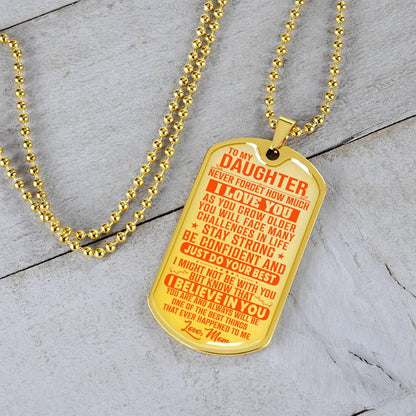 To My Daughter - Never Forget I Love You Orange - Dog Tag Necklace