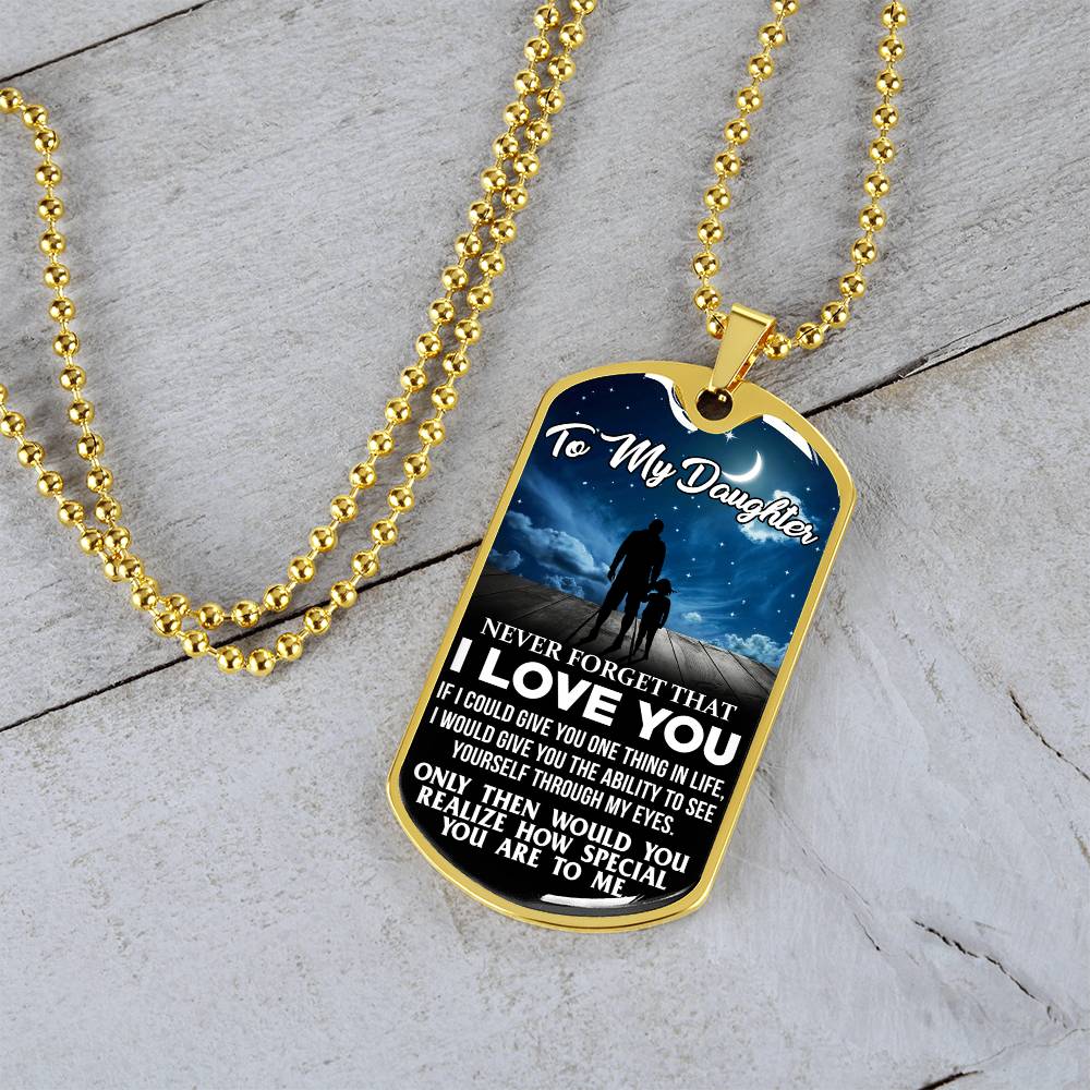 To My Daughter - Never Forget I Love You Stars - Dog Tag Necklace