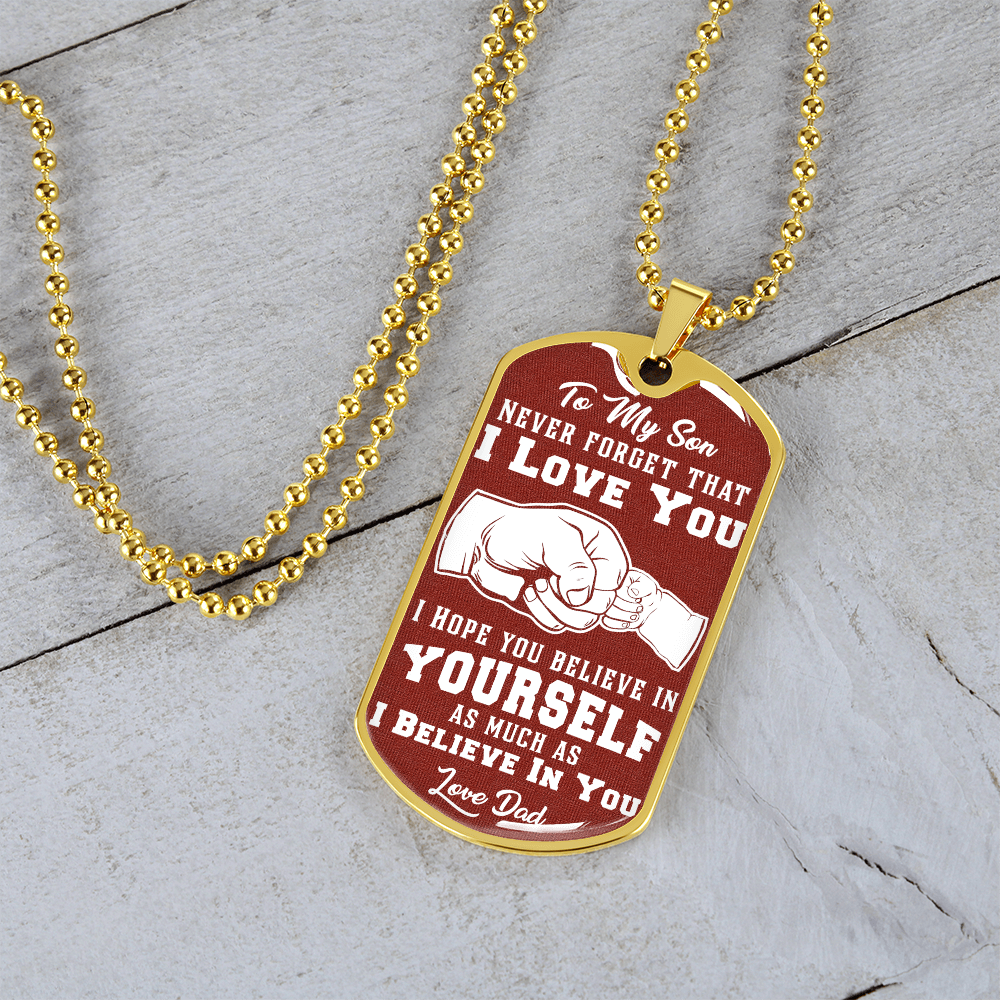 To My Son - I Love You - Love Dad - Red Dog Tag