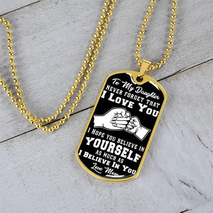 To My Son - Never Forget That I Love You - Fist Bump - Dog Tag Necklace