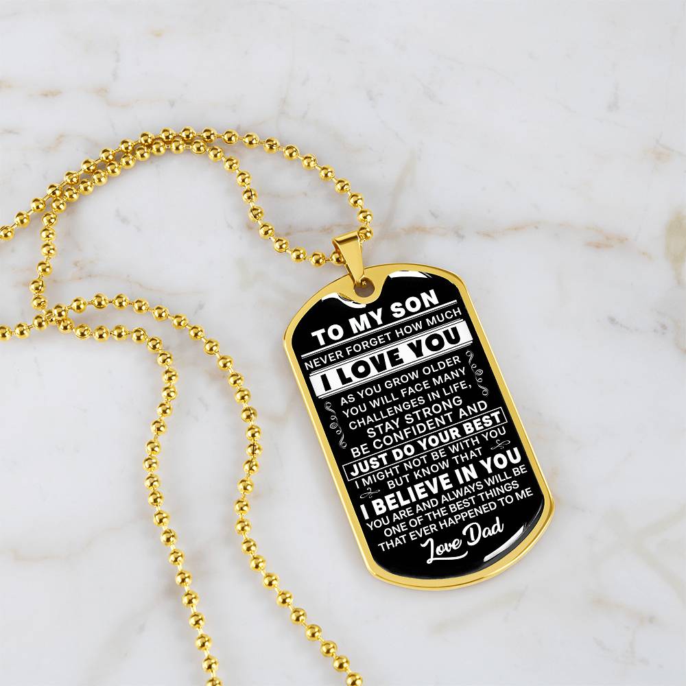 To My Son - Never Forget I Love You - Dog Tag Necklace
