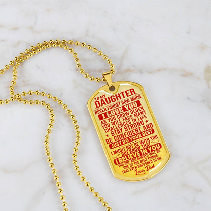 To My Daughter - Never Forget I Love You Red - Dog Tag Necklace
