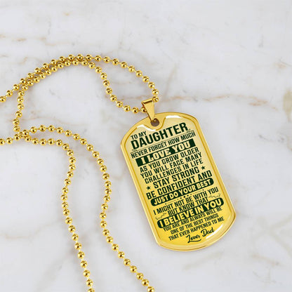 To My Daughter - Never Forget I Love You Dark Green - Dog Tag Necklace