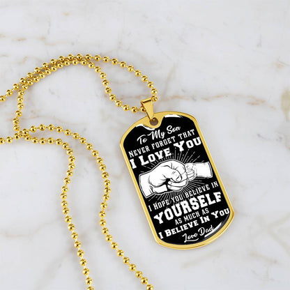 To My Granddaughter - Never Forget That I Love You - Fist Bump - Dog Tag Necklace