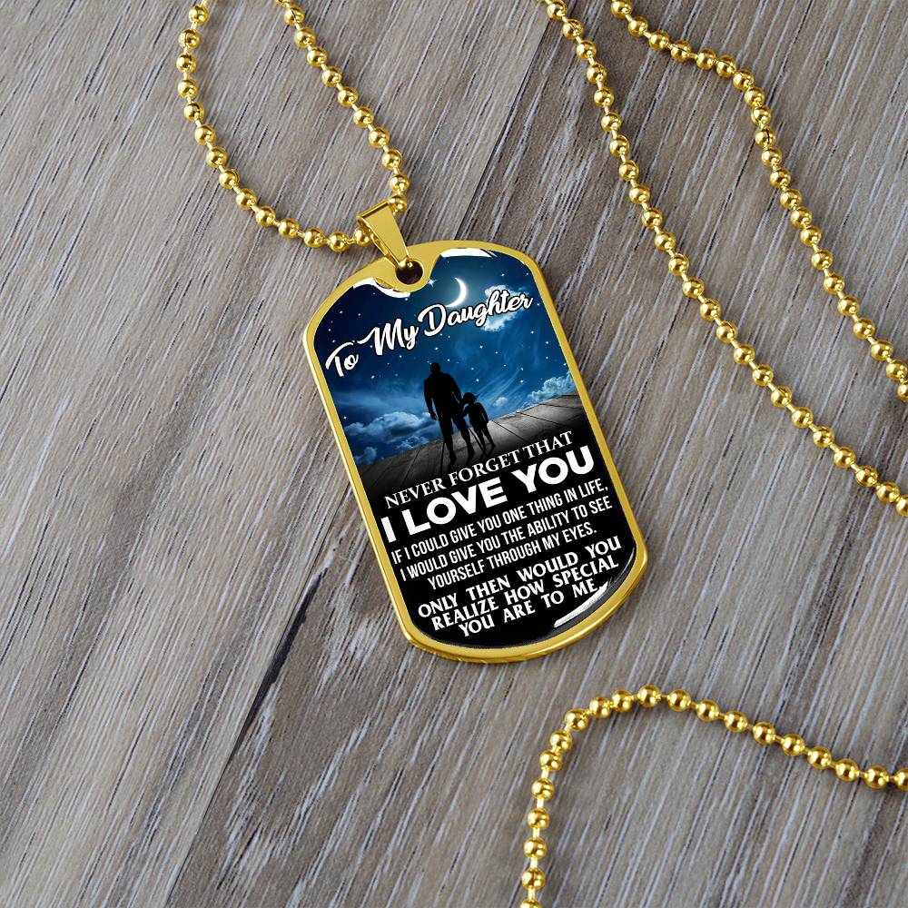 To My Daughter - Never Forget I Love You Stars - Dog Tag Necklace