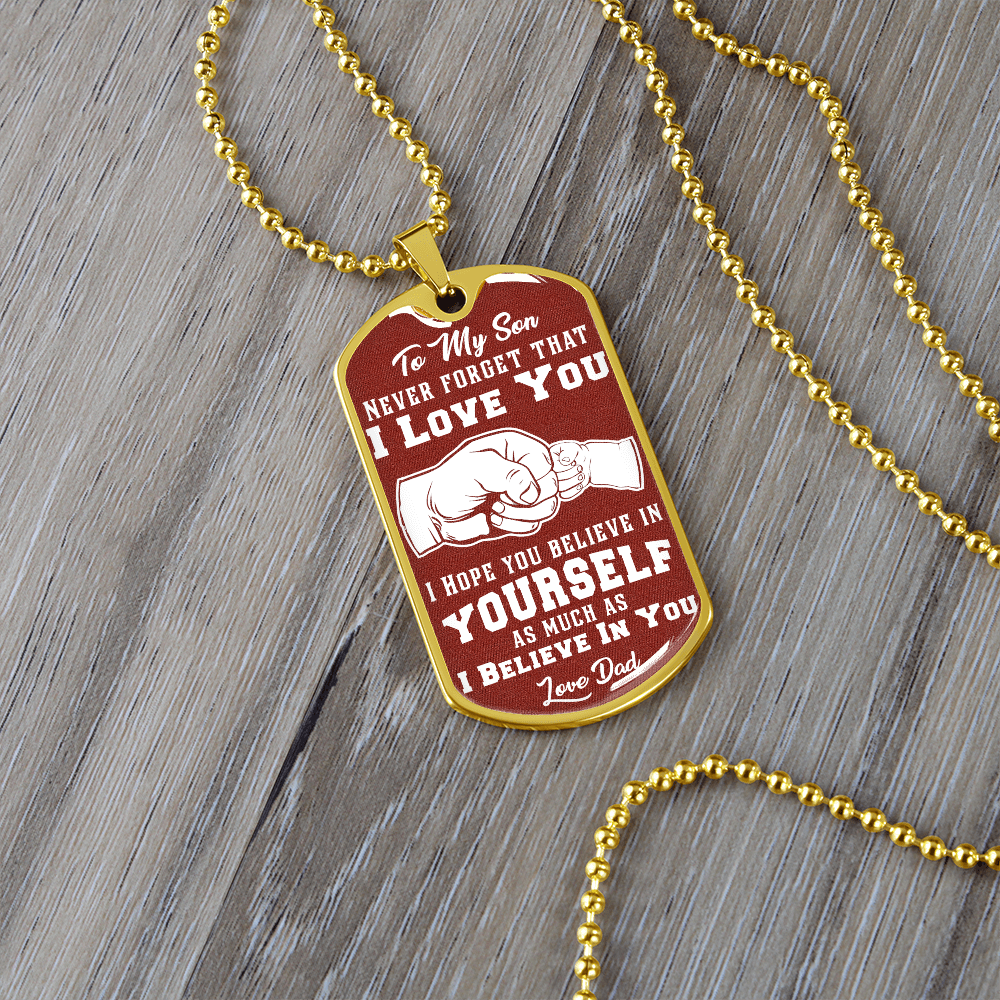 To My Son - I Love You - Love Dad - Red Dog Tag