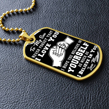 To My Daughter - Never Forget That I Love You - Fist Bump - Dog Tag Necklace