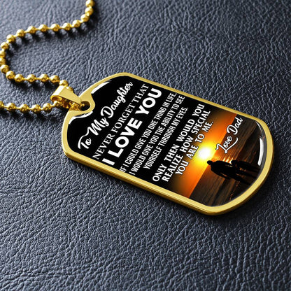 To My Daughter - Never Forget That I Love You - Beach - Dog Tag Necklace