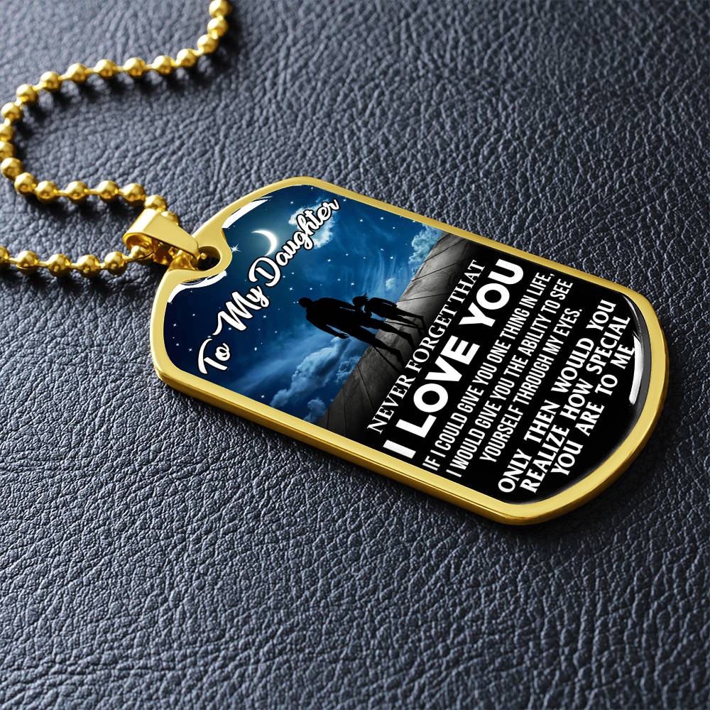 To My Daughter - Never Forget I Love You Stars - Dog Tag Necklace