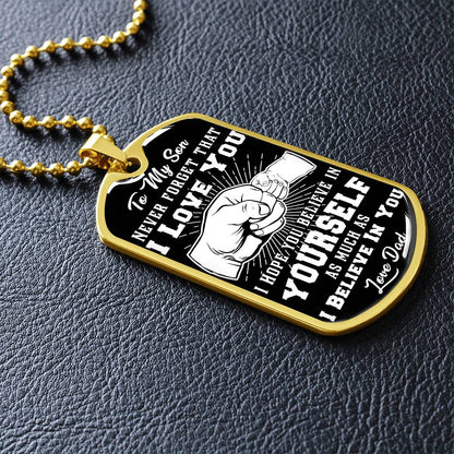 To My Granddaughter - Never Forget That I Love You - Fist Bump - Dog Tag Necklace