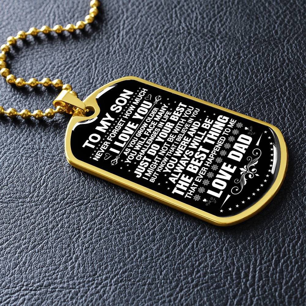 To My Son - Never Forget That I Love You - Dog Tag Necklace