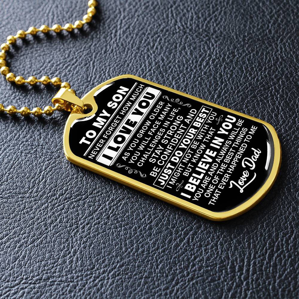 To My Son - Never Forget I Love You - Dog Tag Necklace