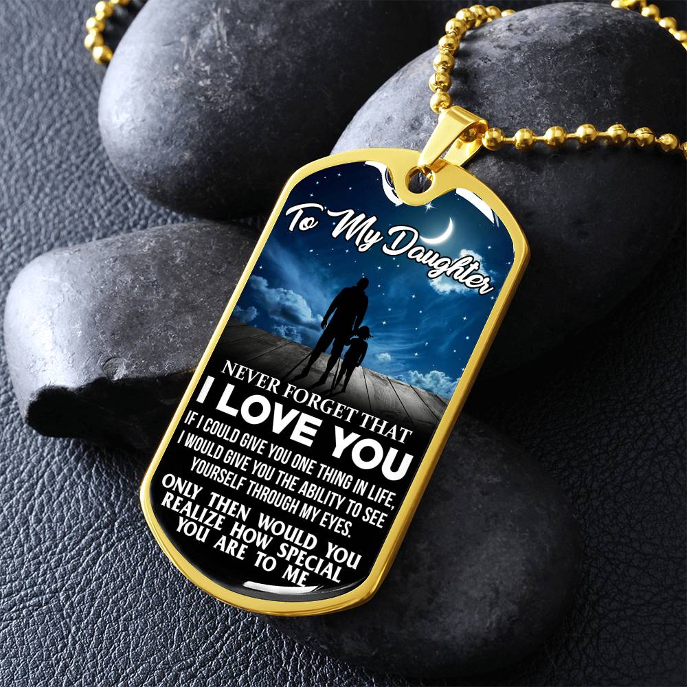 To My Daughter - Never Forget I Love You Stars - Dog Tag Necklace