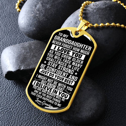 To My Granddaughter - Never Forget That I Love You - Dog Tag Necklace