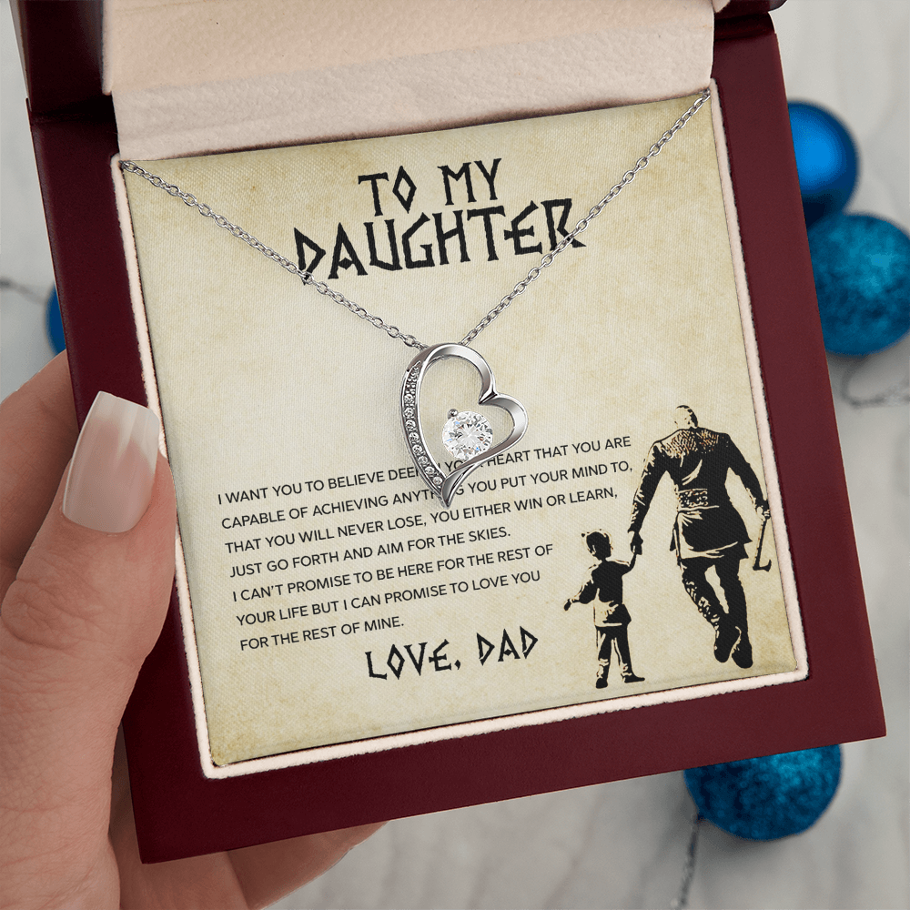 To My Daughter - You Can Achieve Anything - Forever Love Necklace - Message Box