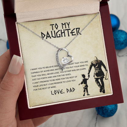To My Daughter - You Can Achieve Anything - Forever Love Necklace - Message Box