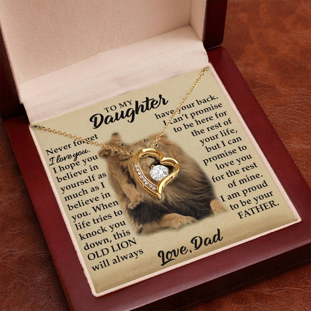 To My Daughter - I Am Proud To Be Your Father - Lions - Forever Love Necklace - Message Box