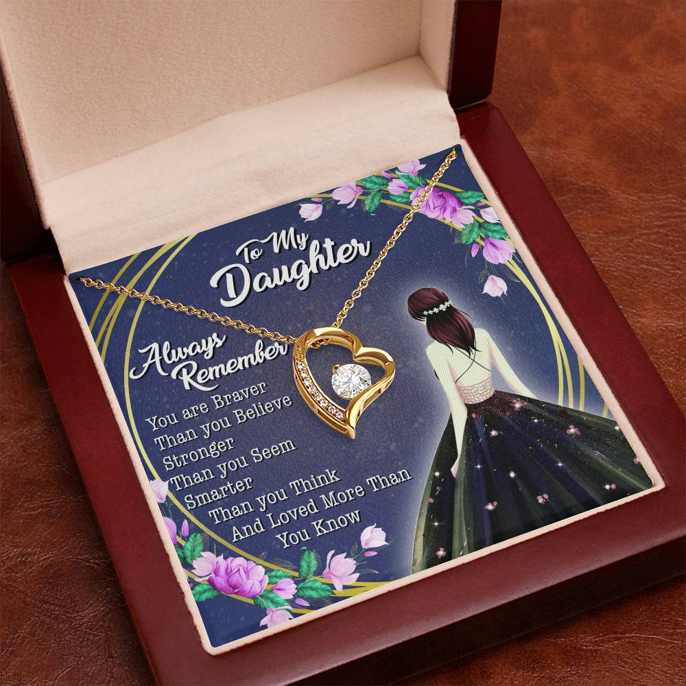 To My Daughter - Always Remember - Love Knot Necklace - Message Box
