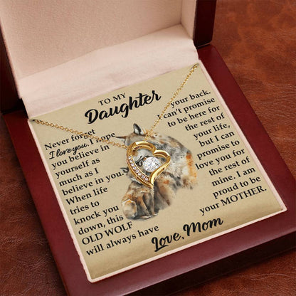 To My Daughter - I Am Proud To Be Your Father - Wolves - Forever Love Necklace - Message Box