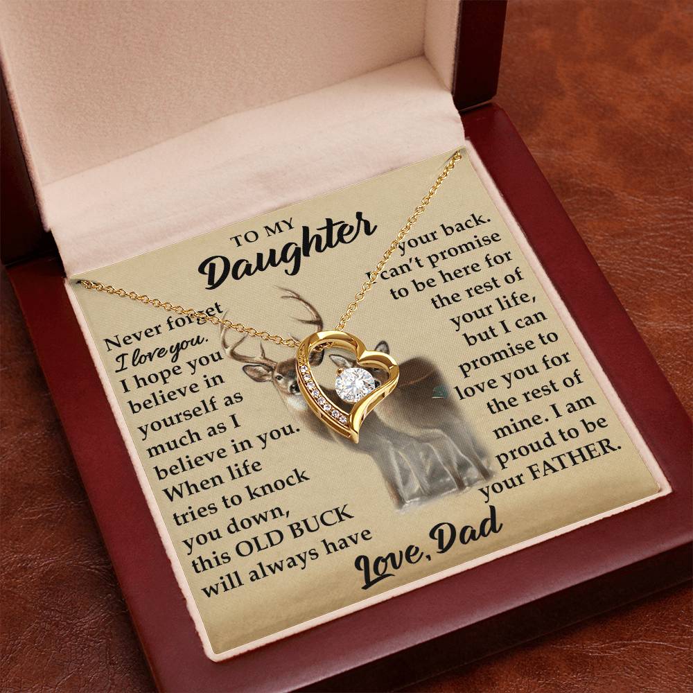 To My Daughter - I Am Proud To Be Your Father - Deer - Forever Love Necklace - Message Box
