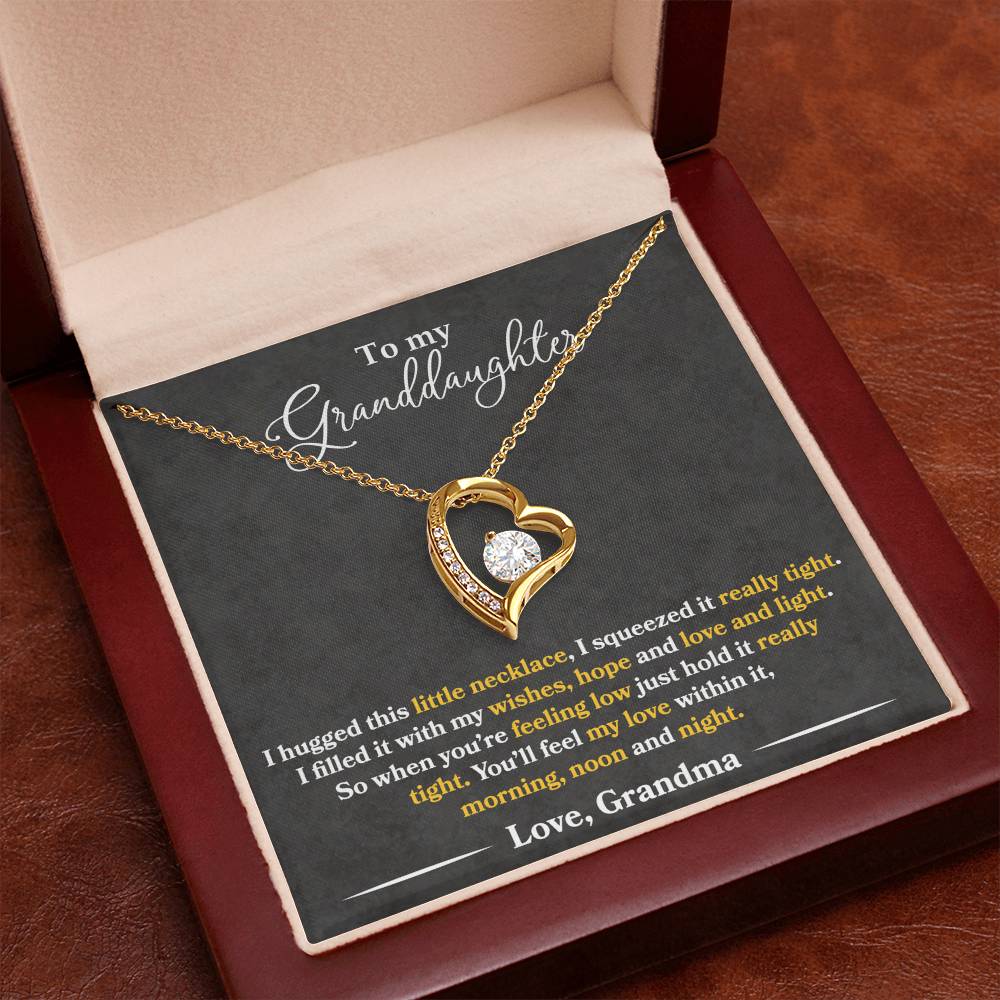 To My Granddaughter - You'll Feel My Love - Forever Love Necklace - Message Box