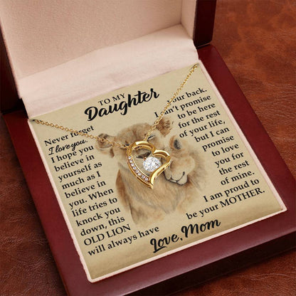 To My Daughter - I Am Proud To Be Your Mother - Lions - Forever Love Necklace - Message Box