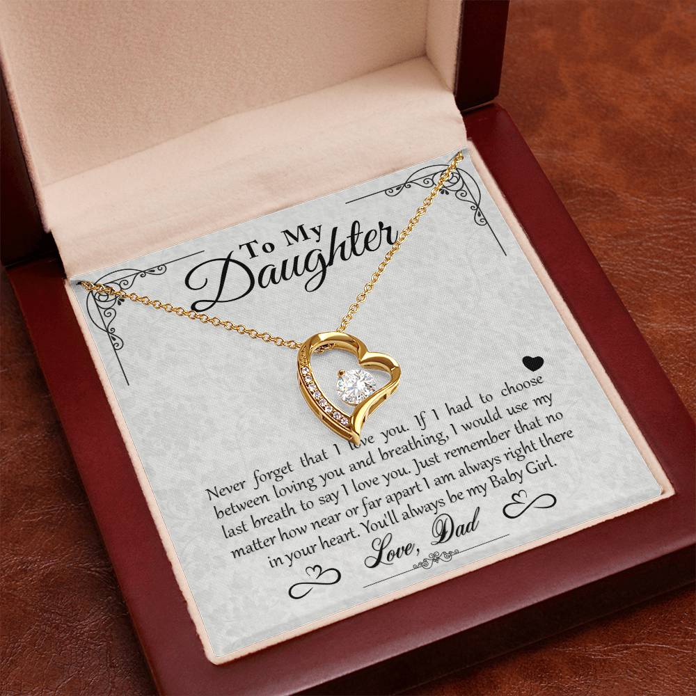 To My Daughter - You'll Always Be My Baby Girl - Forever Love Necklace - Message Box