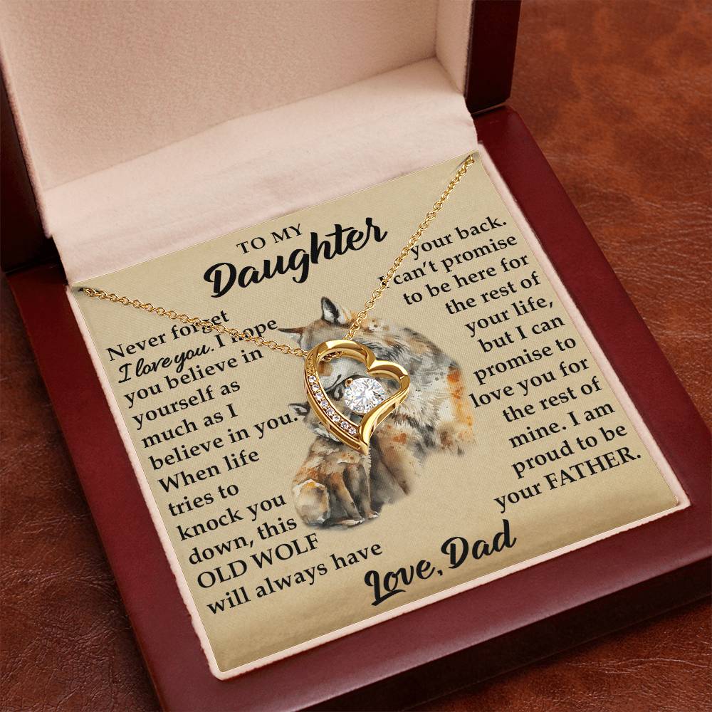 To My Daughter - I Am Proud To Be Your Father - Wolves - Forever Love Necklace - Message Box