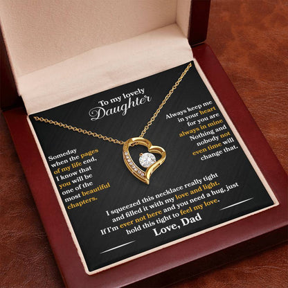 To My Daughter - Always Keep Me In Your Heart - Black - Forever Love Necklace - Message Box