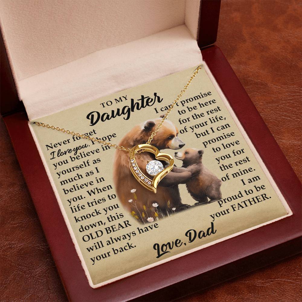 To My Daughter - I Am Proud To Be Your Father - Bears - Forever Love Necklace - Message Box