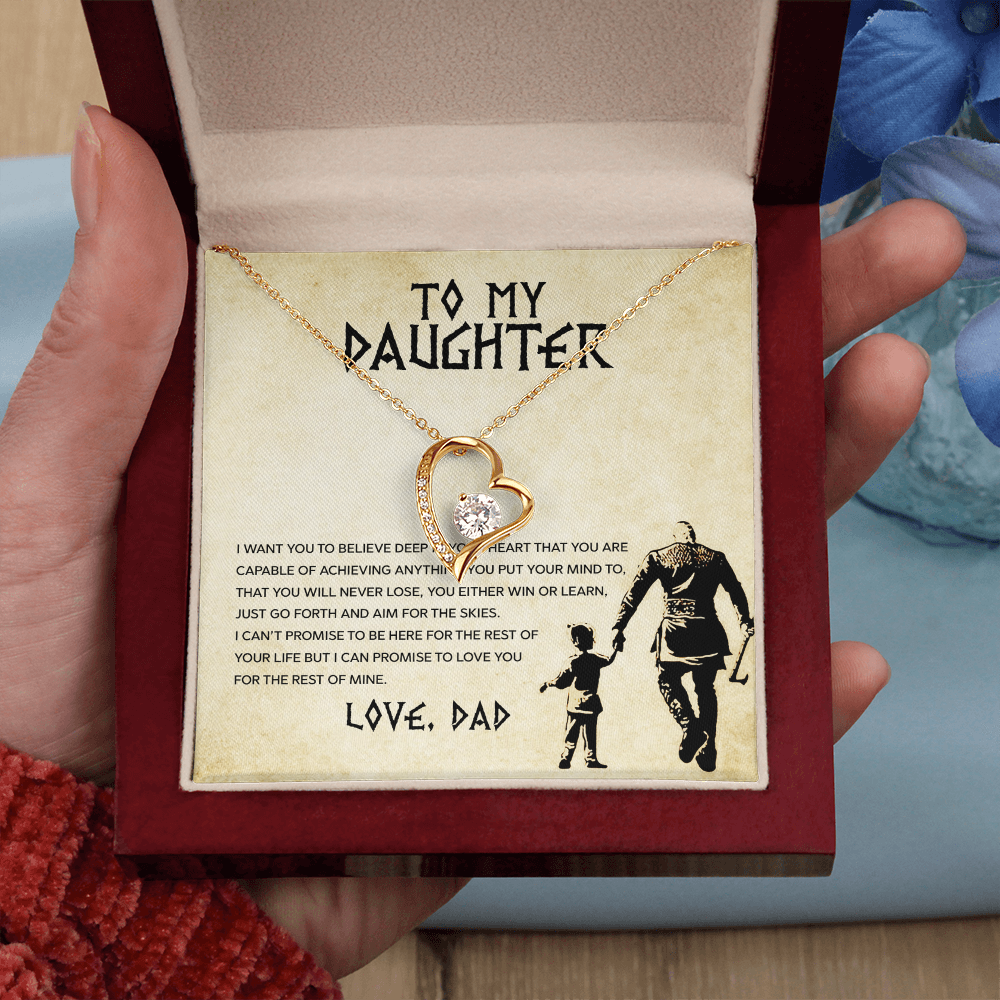 To My Daughter - You Can Achieve Anything - Forever Love Necklace - Message Box
