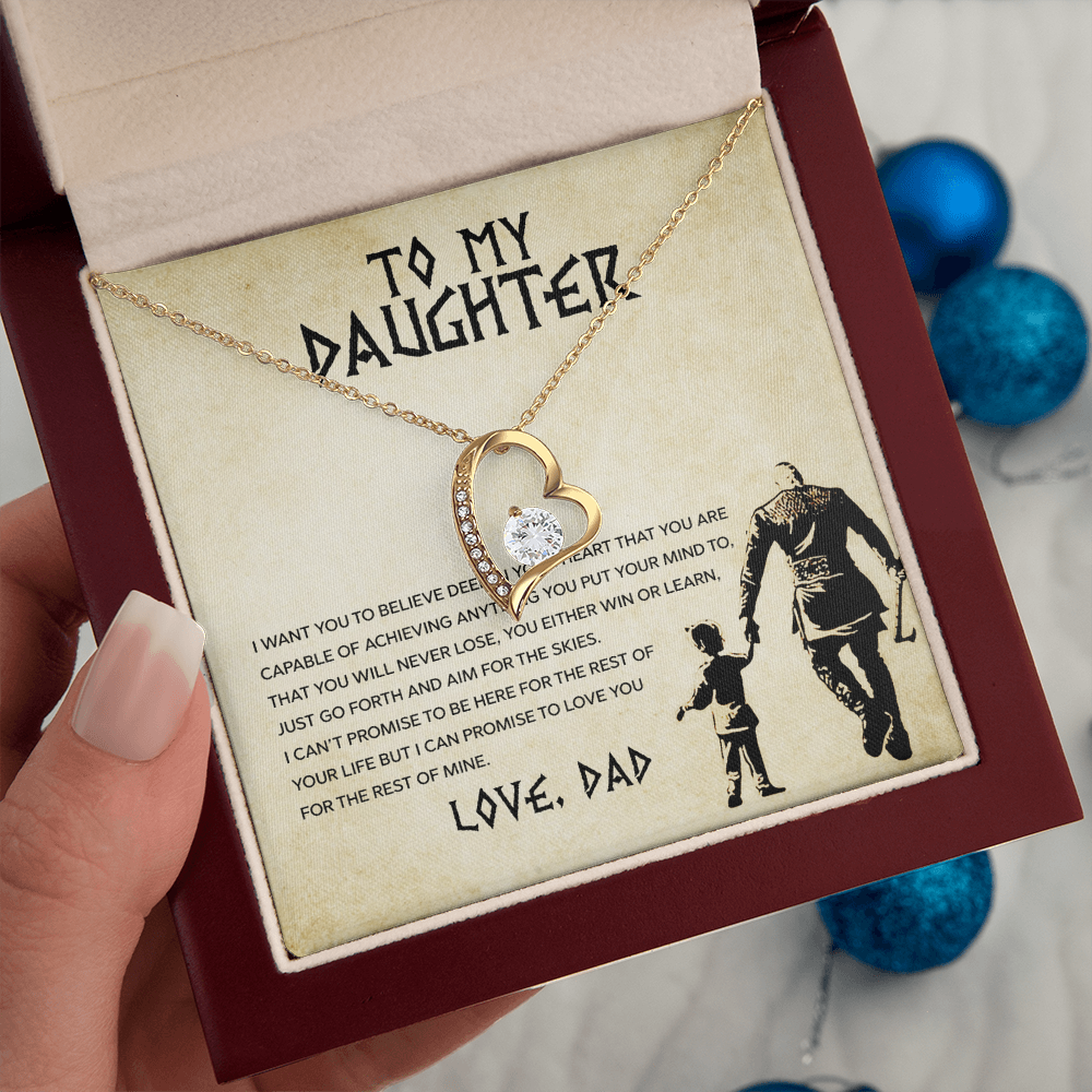 To My Daughter - You Can Achieve Anything - Forever Love Necklace - Message Box