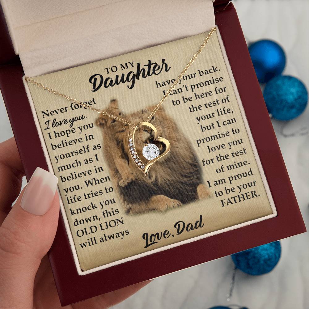 To My Daughter - I Am Proud To Be Your Father - Lions - Forever Love Necklace - Message Box